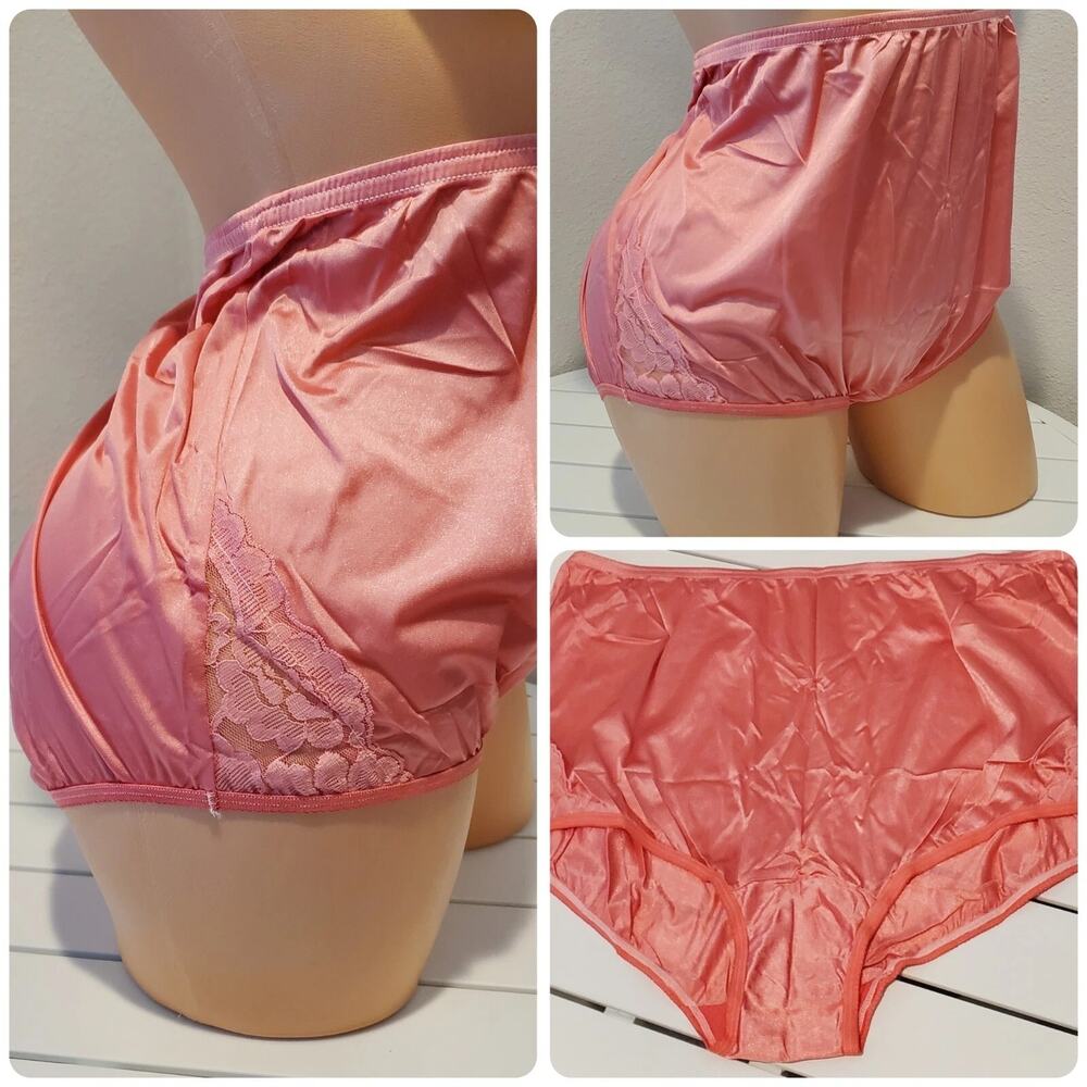 Vanity Fair Lace Nouveau Nylon Full Cut Panty Lace Shiny Pink Grapefruit 10/3XL